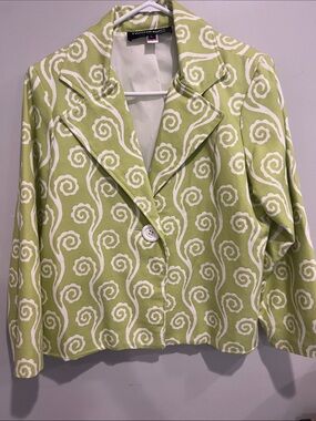 painted pony women’s cotton boho lime green lined blazer L funky